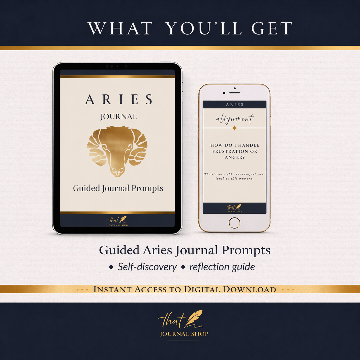 Aries Guided Journal Prompts – Digital Download for Self-Reflection & Growth