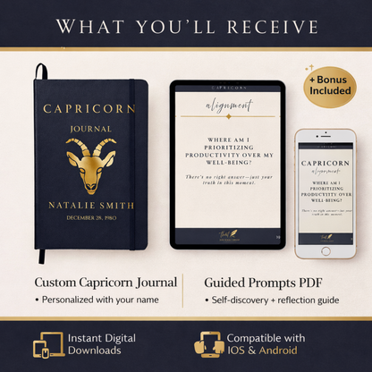 Capricorn Personalized Growth Journal with Guided Digital Prompts
