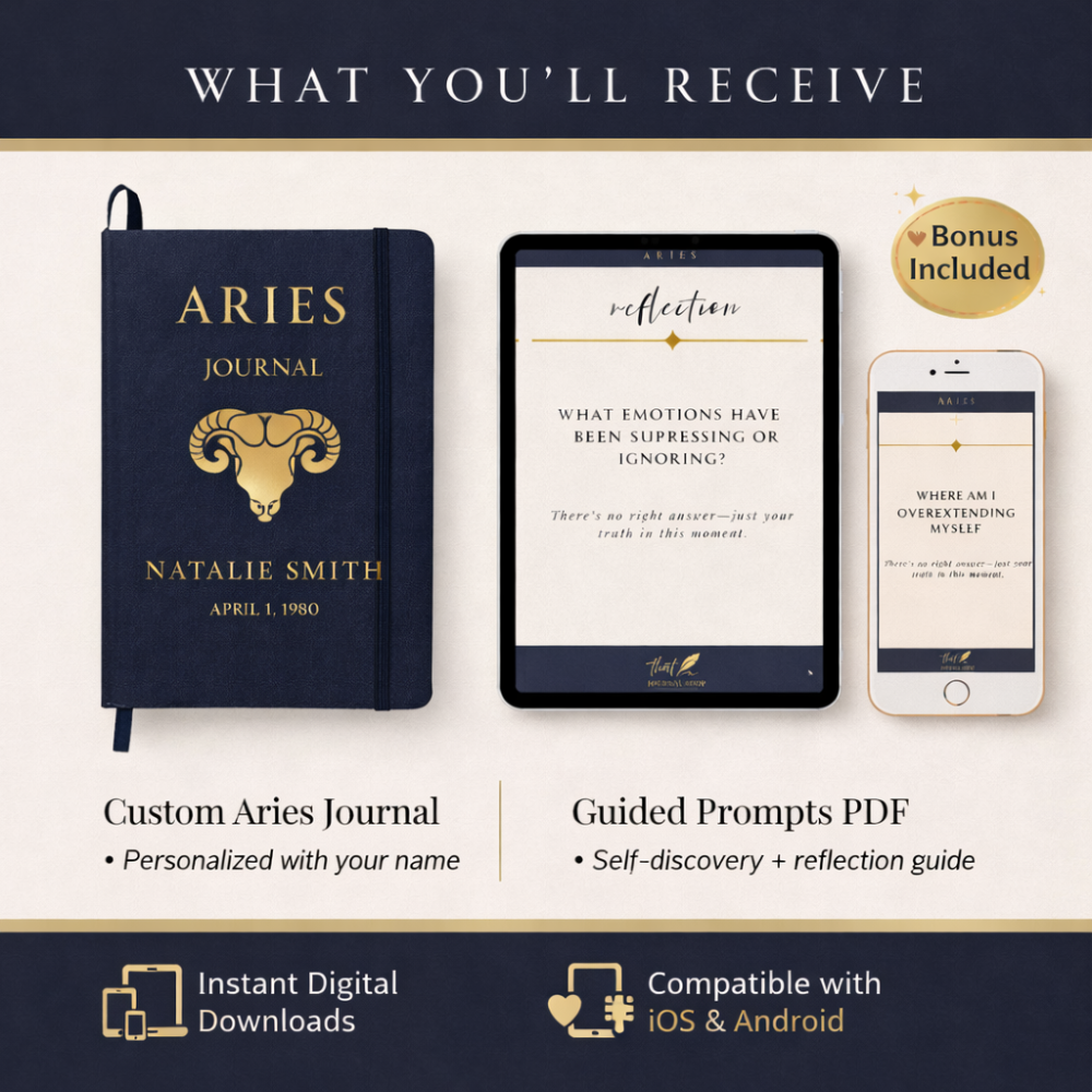Aries Personalized Growth Journal with Guided Digital Prompts